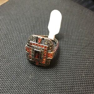 Elegant Black and Red Gemstone Ring